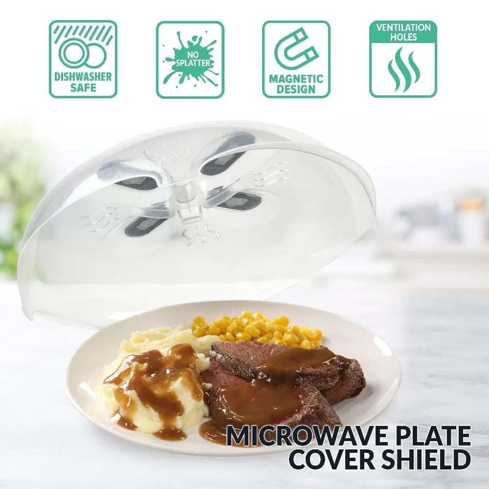 HomeCraft 12-inch Microwave Plate Cover Shield with Magnets