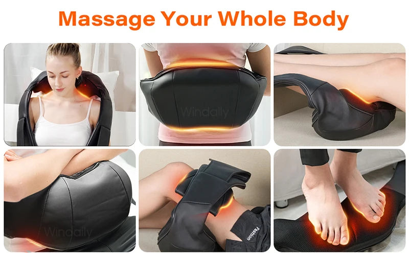 AuraFirm™ 4D Shiatsu Neck &amp; Shoulder Massager with Heat — Deep-Tissue Kneading Relief