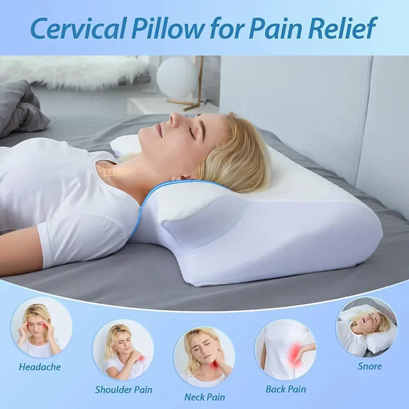 Butterfly Sleep Memory Neck Pillow Slow Rebound Comfortable Memory Foam Sleep Pillow Cervical Orthopedic Neck Massage Bed Pillow