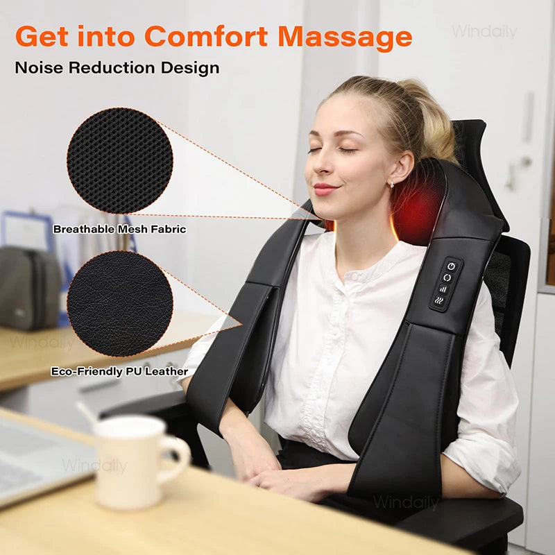 AuraFirm™ 4D Shiatsu Neck &amp; Shoulder Massager with Heat — Deep-Tissue Kneading Relief