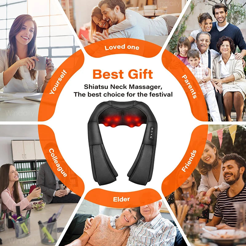 AuraFirm™ 4D Shiatsu Neck &amp; Shoulder Massager with Heat — Deep-Tissue Kneading Relief