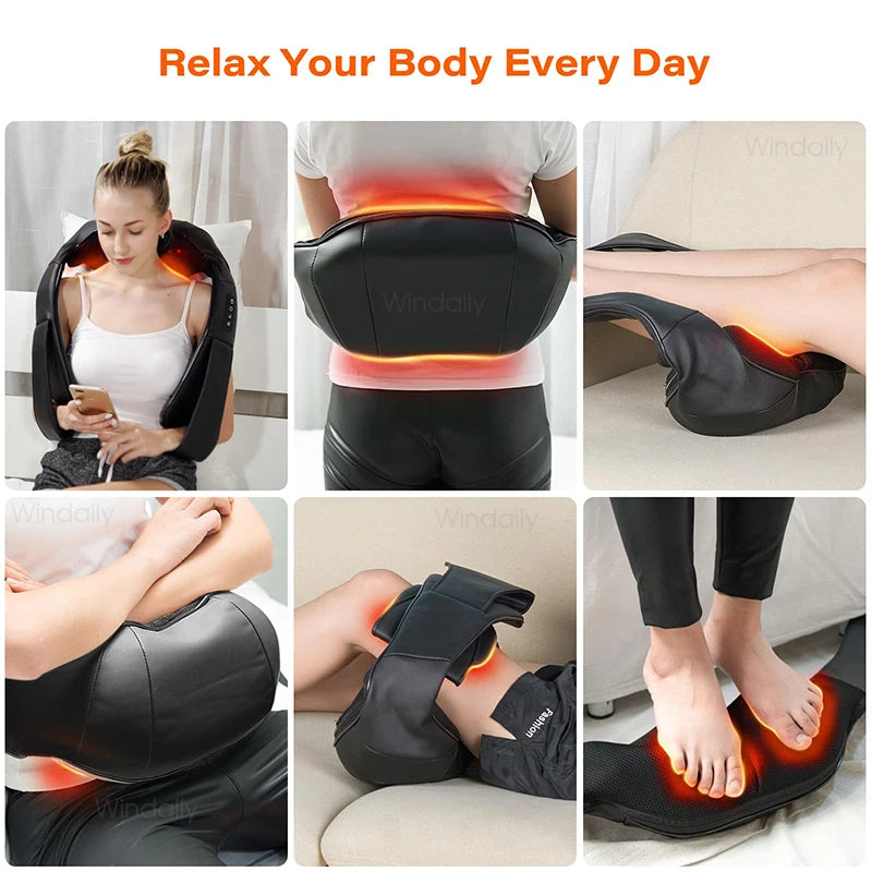 AuraFirm™ 4D Shiatsu Neck &amp; Shoulder Massager with Heat — Deep-Tissue Kneading Relief